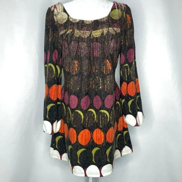 Axyeh Anthropologie Sweater Dress M Dots Mod Retro - Picture 1 of 5